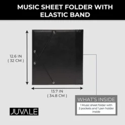 Music Sheet Folder With Elastic Band (12.6 X 13.7 In, Black)