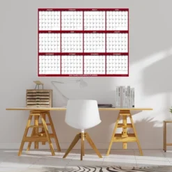SwiftGlimpse 2024 Yearly Calendar & Planner 48"x72" Maroon