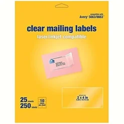 MyOfficeInnovations Laser/Inkjet Shipping Labels 2" X 4" Clear 10 Labels/Sheet 575752