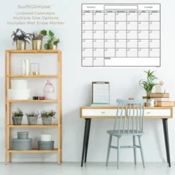 Undated Monthly Blank Laminated Horizontal Wall Calendar 24" X 30" - SwiftGlimpse
