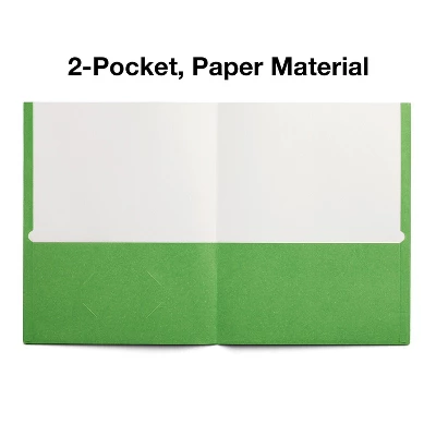 Staples Paper 2-Pocket Folders Green 25/Box (50753/27533-CC) ST27533 2 Staples Paper 2-Pocket Folders Green 25/Box (50753/27533-CC) ST27533 - Image 2