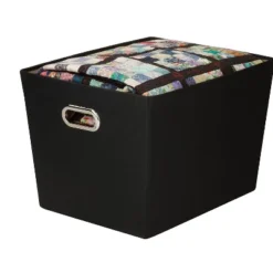 Honey-Can-Do Large Decorative Storage Tote With Handles Black (SFT-03073)