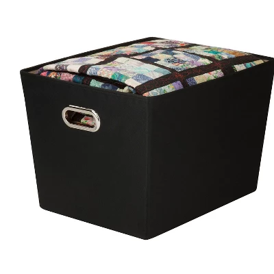 Honey-Can-Do Large Decorative Storage Tote With Handles Black (SFT-03073) 1 Honey-Can-Do Large Decorative Storage Tote With Handles Black (SFT-03073)