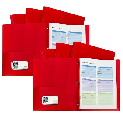 C-Line Heavyweight 2-Pocket Portfolio Folder With Fasteners Red 10/Pack 2 Packs/Bundle (CLI32964-2) 1 C-Line Heavyweight 2-Pocket Portfolio Folder With Fasteners Red 10/Pack 2 Packs/Bundle (CLI32964-2)
