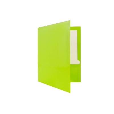 JAM Paper Laminated Two-Pocket Glossy Presentation Folders Lime Green 385GLID 3 JAM Paper Laminated Two-Pocket Glossy Presentation Folders Lime Green 385GLID - Image 3