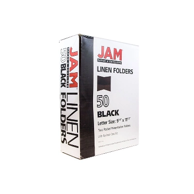 JAM Paper Two-Pocket Textured Linen Business Folders Black Bulk 50/Box 386LBLC 6 JAM Paper Two-Pocket Textured Linen Business Folders Black Bulk 50/Box 386LBLC - Image 6