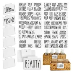 Talented Kitchen 8 Pack Metal Basket Labels Clip On Holders W/ 70 Household Labels For Storage Bins, Bin Clips Labels Tags For Organizing Home, White -Office Supplies Store GUEST 1f2fb865 a7d7 4020 aef2 dda399a3a7d2