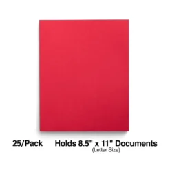 Staples School Grade 2 Pocket Folder With Fasteners Red 25/Box 27540-CC