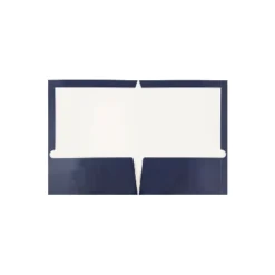 JAM Paper Laminated Glossy 2 Pocket Presentation Folders Navy Blue 100/Box 5042523B