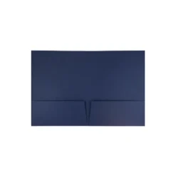 JAM Paper Two-Pocket Textured Linen Business Folders Navy Blue Bulk 50/Box 386LNAC