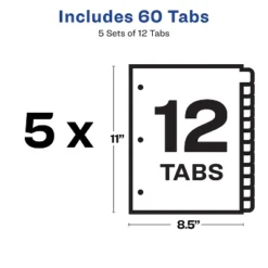 Avery Print & Apply Clear Label Dividers W/White Tabs 12-Tab Letter 5 Sets 11582 -Office Supplies Store GUEST 2a930900 b5a0 497e 8b91 0dd485c5d230