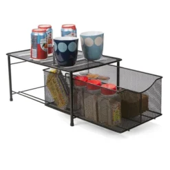 Mind Reader Storage Basket And Organizer [METAL MESH] 3-Compartment Pull-out / Sliding Organizing Drawer, Under The Sink Kitchen And Bathroom Shelf Cabinet (BLACK) -Office Supplies Store GUEST 2bdbb33f e373 47b1 b244 5bf721f22f95