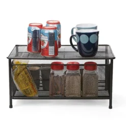 Mind Reader Storage Basket And Organizer [METAL MESH] 3-Compartment Pull-out / Sliding Organizing Drawer, Under The Sink Kitchen And Bathroom Shelf Cabinet (BLACK) -Office Supplies Store GUEST 30b8e444 efd9 4e72 a348 204ba9e8c3cd