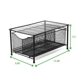 Mind Reader Storage Basket And Organizer [METAL MESH] 3-Compartment Pull-out / Sliding Organizing Drawer, Under The Sink Kitchen And Bathroom Shelf Cabinet (BLACK) -Office Supplies Store GUEST 33e64cf6 fdcf 435f 9cdd 53f51090d1c8