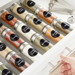 Talented Kitchen 144 Round 1.5" Spice Jar Labels Preprinted, Chalkboard Seasoning Spice Labels Stickers + Numbers For Kitchen Organization And Storage