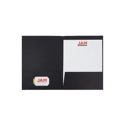 JAM Paper Two-Pocket Textured Linen Business Folders Black Bulk 50/Box 386LBLC 2 JAM Paper Two-Pocket Textured Linen Business Folders Black Bulk 50/Box 386LBLC - Image 2