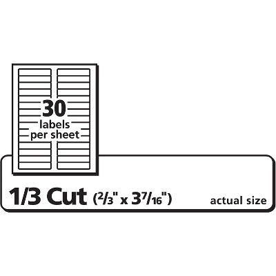 Avery Removable 1/3-Cut File Folder Labels Inkjet/Laser .66 X 3.44 White 750/PK 8066 4 Avery Removable 1/3-Cut File Folder Labels Inkjet/Laser .66 X 3.44 White 750/PK 8066 - Image 4