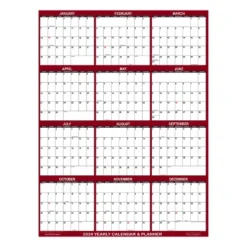 SwiftGlimpse 2024 Yearly Wall Calendar & Planner 48"x32" Burgundy