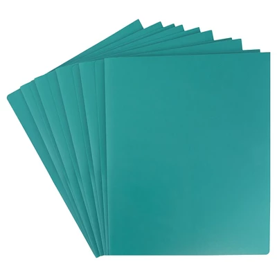 JAM 6pk 2 Pocket Heavy Duty Plastic Folders - Teal 2 JAM 6pk 2 Pocket Heavy Duty Plastic Folders - Teal - Image 2