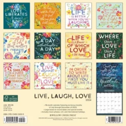 Willow Creek Press 2024 Wall Calendar 12"x12" Live Laugh Love