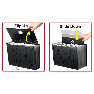 Pendaflex Sliding Cover Expanding File 13 Pockets 1/6 Tab Letter Black 02327 2 Pendaflex Sliding Cover Expanding File 13 Pockets 1/6 Tab Letter Black 02327 - Image 2