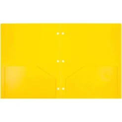 JAM 6pk Heavy Duty 3 Hole Punch 2 Pocket School Presentation Paper Folder Yellow