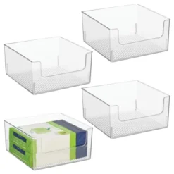 MDesign Plastic Home Office Storage Bin Container, Desk Organizer, 4 Pack -Office Supplies Store GUEST 5adc150b fadd 48d5 8209 b85c2db2da89
