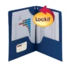 Smead Lockit Two-Pocket Folder Textured Paper 11 X 8 1/2 DK Blue 25/BX 87982