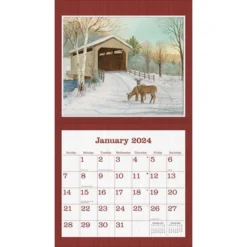 Lang 2024 Wall Calendar 24"x12" Covered Bridge