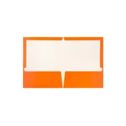 JAM Paper 2-Pocket Presentation Folders Orange Glossy 100/Box 385GORB