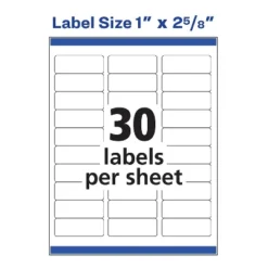 Avery Easy Peel Laser Address Labels 1" X 2 5/8" White 30 Labels/Sheet 209882