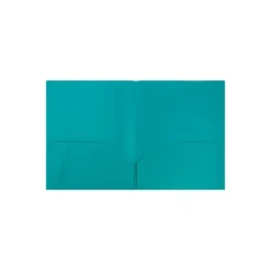 JAM Paper Plastic Two-Pocket School POP Folders Teal Bulk 96/Pack 382ETEB