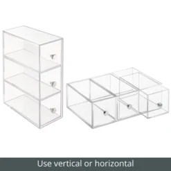 MDesign Plastic Stackable Desktop Storage For Office, 3 Drawers, 2 Pack - Clear -Office Supplies Store GUEST 69b49f0e 3466 4a3d aa86 a42f2bc97771