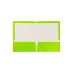 JAM Paper Laminated Two-Pocket Glossy Presentation Folders Lime Green 385GLID