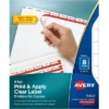 Avery Print & Apply Clear Label Dividers W/White Tabs Copiers 8-Tab Letter 5 Sets 11422