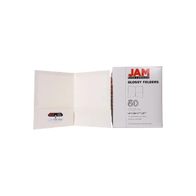JAM Paper Laminated Two-Pocket Glossy Presentation Folders White 385GWHD 7 JAM Paper Laminated Two-Pocket Glossy Presentation Folders White 385GWHD - Image 7