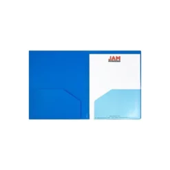 JAM Paper Heavy Duty Plastic Multi-Pocket Folders 6 Pocket Organizer Blue 2/Pack (24052418) 389MP6BU