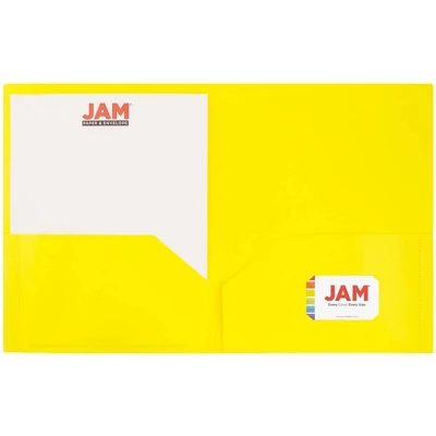 JAM 6pk POP 2 Pocket School Presentation Plastic Folders Yellow 2 JAM 6pk POP 2 Pocket School Presentation Plastic Folders Yellow - Image 2