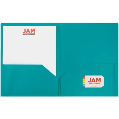 JAM 6pk POP 2 Pocket School Presentation Plastic Folders Teal 2 JAM 6pk POP 2 Pocket School Presentation Plastic Folders Teal - Image 2