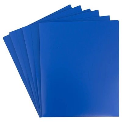 JAM 6pk 2 Pocket Heavy Duty Plastic Folders - Blue 2 JAM 6pk 2 Pocket Heavy Duty Plastic Folders - Blue - Image 2