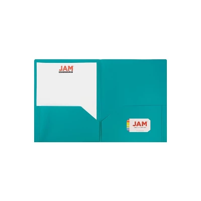 JAM Paper Plastic Two-Pocket School POP Folders Teal Bulk 96/Pack 382ETEB 2 JAM Paper Plastic Two-Pocket School POP Folders Teal Bulk 96/Pack 382ETEB - Image 2