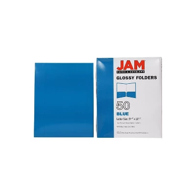 JAM Paper Laminated Two-Pocket Glossy Presentation Folders Blue 385GBUD 8 JAM Paper Laminated Two-Pocket Glossy Presentation Folders Blue 385GBUD - Image 8