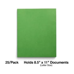 Staples Paper 2-Pocket Folders Green 25/Box (50753/27533-CC) ST27533