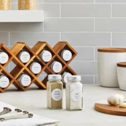 Talented Kitchen 144 Spice Labels Stickers, White Spice Jar Labels Preprinted For Spice Jar Lids, Seasoning Herbs Spice Rack Organization, Round 1.5in