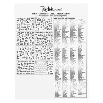 Talented Kitchen 375 Pantry Labels For Food Containers, Preprinted Clear Kitchen Food Labels For Organizing, White Script Stickers, Water Resistant 6 Talented Kitchen 375 Pantry Labels For Food Containers, Preprinted Clear Kitchen Food Labels For Organizing, White Script Stickers, Water Resistant - Image 6