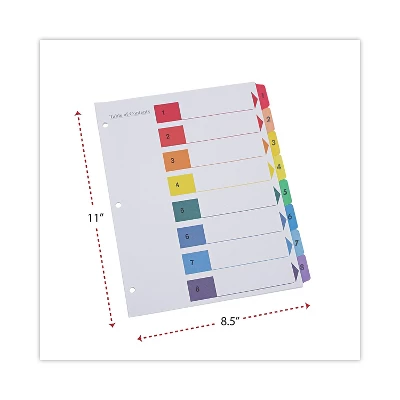 UNIVERSAL Table Of Contents Dividers Assorted Color 8-Tab 1-8 Letter White 6/PK 24802 2 UNIVERSAL Table Of Contents Dividers Assorted Color 8-Tab 1-8 Letter White 6/PK 24802 - Image 2