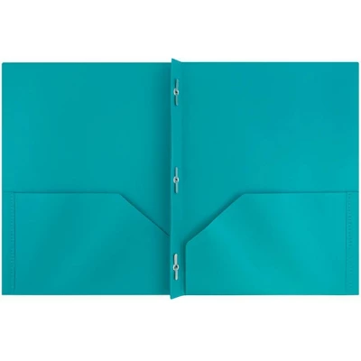 6pk 2 Pocket Plastic Folders With Prong Fasteners Teal - JAM Paper 1 6pk 2 Pocket Plastic Folders With Prong Fasteners Teal - JAM Paper