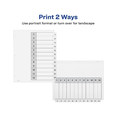 Avery Pre-Printed 12-Tab Numeric Dividers Customizable 11824 4 Avery Pre-Printed 12-Tab Numeric Dividers Customizable 11824 - Image 4