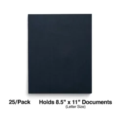 Staples Paper 2-Pocket Folders With Fasteners Navy 25/Box (50780/27547-CC) ST27547
