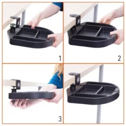 Clamp-On Desk Organizer – 13.5” Swivel Pen Tray With 4 Storage Compartments – Black – Stand Steady -Office Supplies Store GUEST a12d346f 5b83 4555 a60d 181a3f975d67